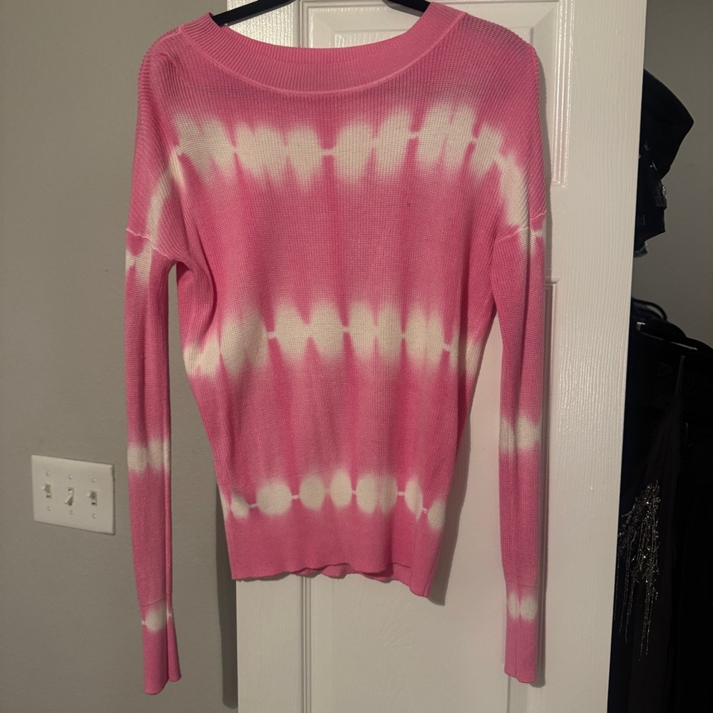 Velvet Heart Pink and White Tie-Dye Sweater